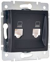 Розетка компьютерная без рамки Lezard Karina 2-м. RJ45 5e черный бархат картинка